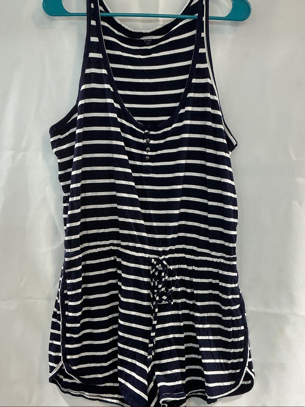 Love by GAP Navy & White Striped Sleeveless Romper